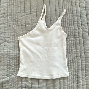 White one shoulder crop top